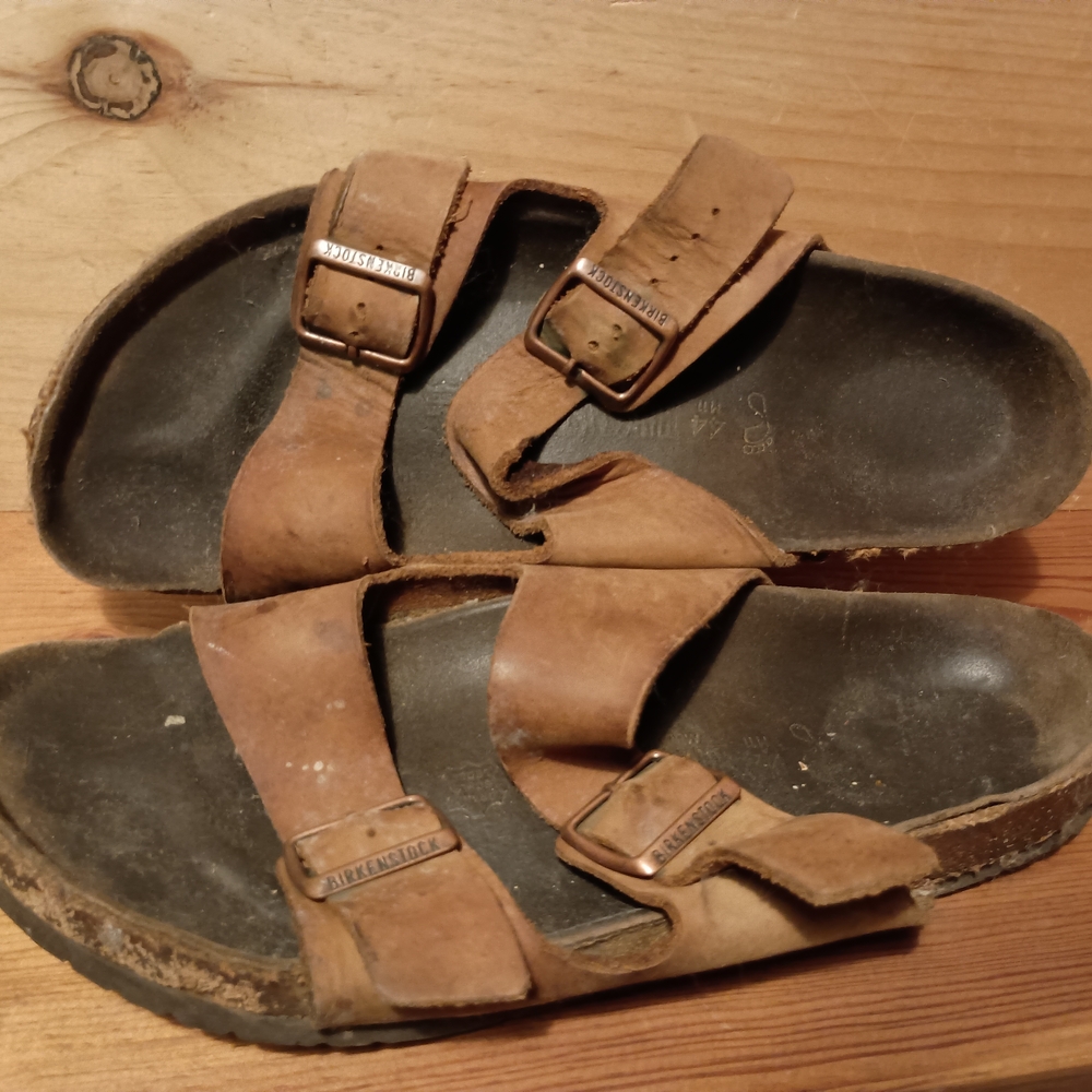 Birkenstock Tan Leather Slide Sandals
